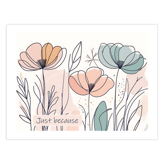 Cream and Orange Flowers Card - Just Because