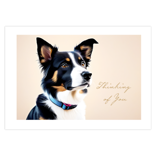 Cute Black, Brown, And White Dog Thinking Of You Card