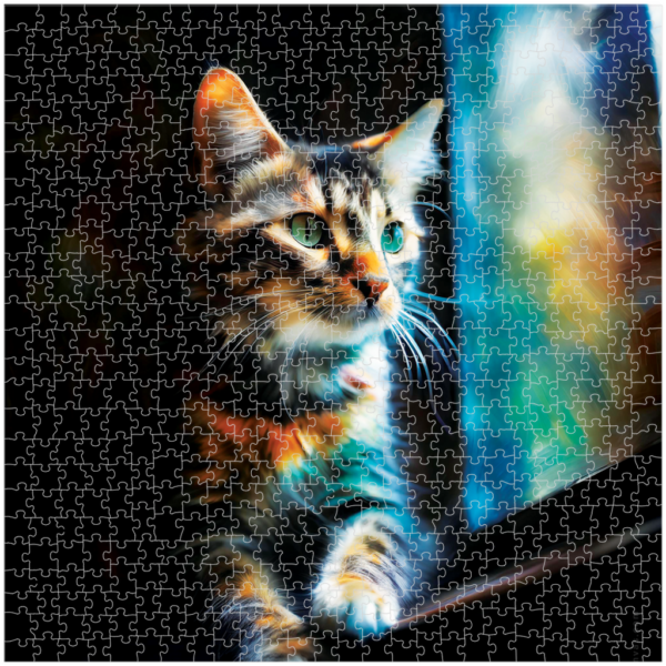 Colorful Cat Looking Out Window Puzzle - Image 2